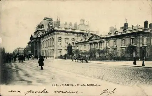 Ak Paris, Straßenpartie an der Militärschule
