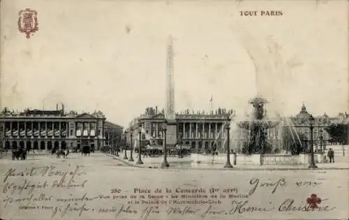 Ak Paris VIII, Place de la Concorde