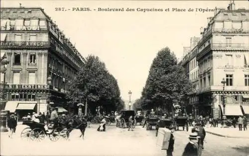 Ak Bourse de Paris II, Boulevard des Capucines und Place de Opera