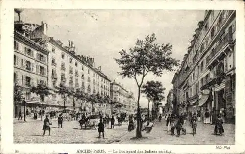 Ak Pariser Börse II, Boulevard des Italians im Jahr 1840
