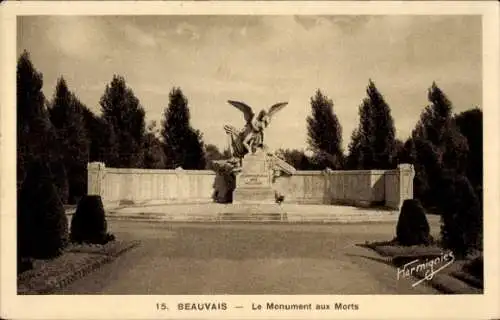 Ak Beauvais Oise, Monjument aux Morts, Harmignies