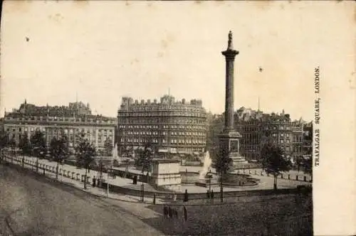 Ak London, Trafalgar Square, Nelsonsäule