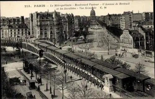Ak Paris VIIe, Metropolitan, Avenue de Breteuil und Les Invalides