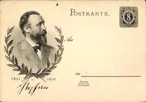 Ganzsachen Ak Heinrich von Stephan, Generalpostdirektor, Jubiläum 1931