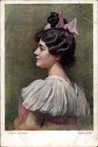 Künstler Ak Payer, E., Studienkopf, Frau-Portrait