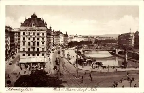 Ak Wien 1 Innere Stadt, Schwedenplatz, Franz-Josefs-Kai, Straßenbahn