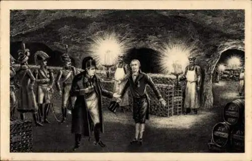 Ak Epernay Marne, Caves Moet & Chandon, M. Jean Remy Moet, maire d'Epernay, Visite Napoleon I., 1807