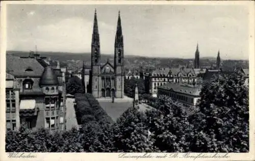 Ak Wiesbaden in Hessen, Luisenplatz, St. Bonifatiuskirche