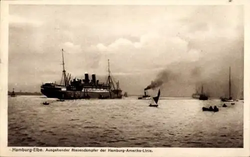 Ak Ausgehender Riesendampfer der Hamburg-Amerika-Linie, HAPAG