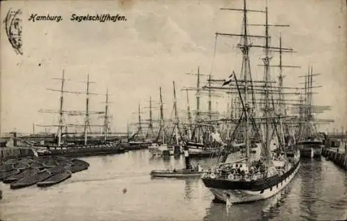 Ak Hamburg, Segelschiffhafen