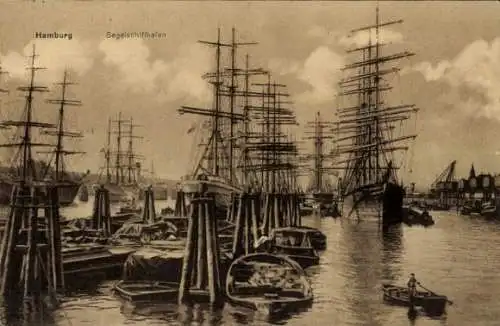 Ak Hamburg, Segelschiffhafen