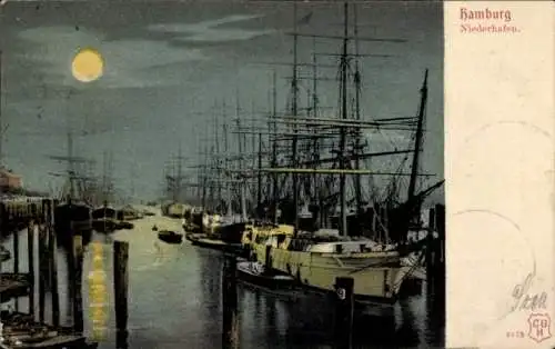 Ak Hamburg, Segelschiffhafen