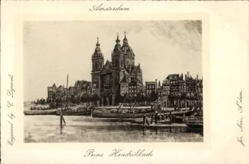 Künstler Ak Legrand, Amsterdam Nordholland Niederlande, Prins-Hendrikkade