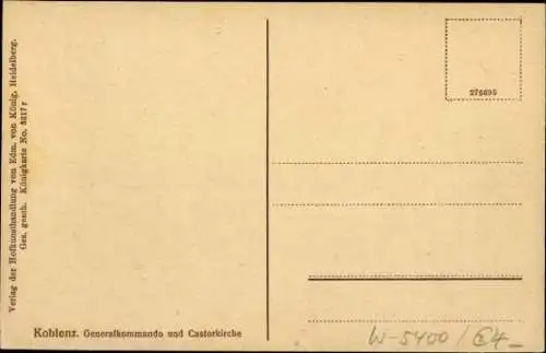 Ak Ehrenbreitstein Koblenz am Rhein, Generalkommando, Castorkirche