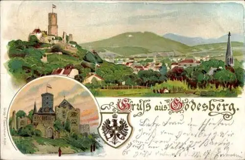 Ak Bad Godesberg Bonn am Rhein, Teilansicht, Godesburg