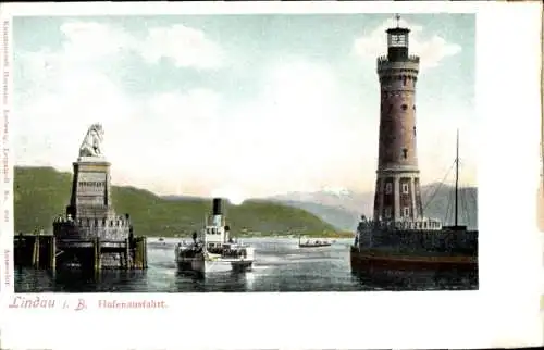 Ak Lindau am Bodensee Schwaben, Hafenausfahrt