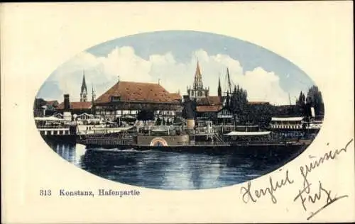 Ak Konstanz am Bodensee, Hafen, Schiff