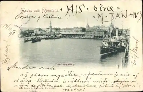 Ak Konstanz am Bodensee, Landungssteg, Schiffe