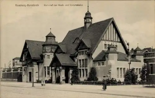 Ak Hamburg Nord Barmbek Barmbeck, Bahnhof der Hoch- und Vorortsbahn