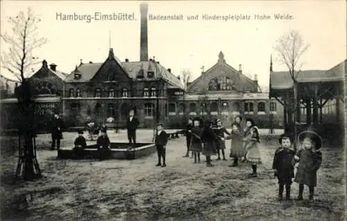 Ak Hamburg Eimsbüttel, Badeanstalt und Kinderspielplatz Hohe Weide