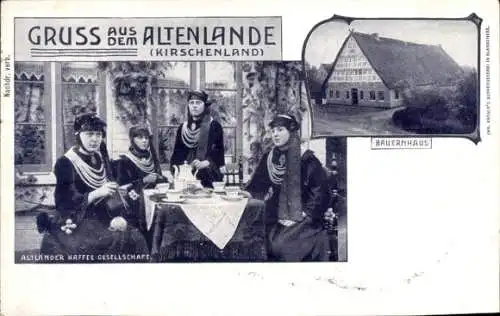 Ak Altes Land Kirschenland Niedersachsen, Altländer Kaffeegesellschaft, Bauernhaus