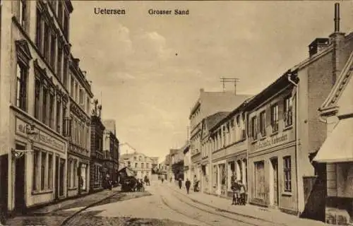 Ak Uetersen in Schleswig Holstein, Großer Sand, Korbmacher Gustav Schütze, Straßenpartie