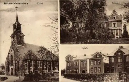 Ak Hamburg Altona Nienstedten, Kirche, Pastorat, Schule