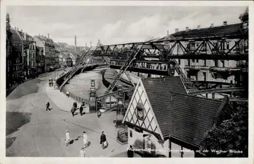 Ak Barmen Wuppertal, Schwebebahn an der Werther Brücke