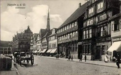 Ak Hameln an der Weser Niedersachsen, Osterstraße, Pferdefuhrwerk