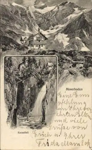 Ak Zell am See in Salzburg, Hotel Moserboden, Kesselfall