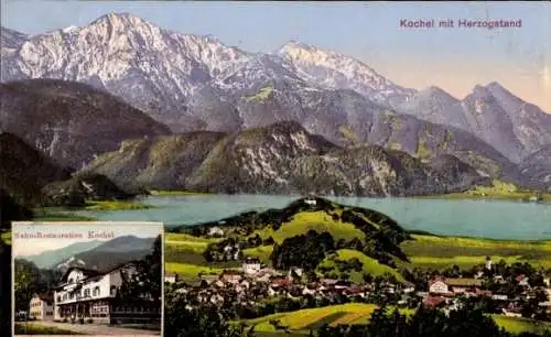 Ak Kochel am See in Oberbayern, Herzogstand, Bahn-Restauration Kochel