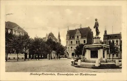 Ak Homberg am Rhein Duisburg, Bismarckplatz mit Marktbrunnen