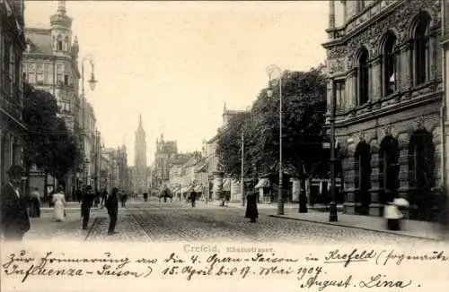 Ak Krefeld am Niederrhein, Rheinstraße, Geschäfte, Passanten