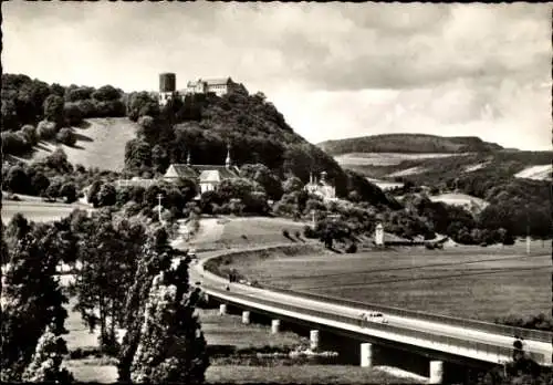 Ak Hammelburg in Unterfranken Bayern, Schloss Saaleck, Saalebrücke