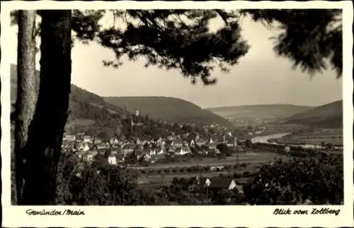 Ak Gemünden am Main Unterfranken, Blick vom Zollberg