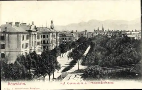 Ak Rosenheim Oberbayern, Kgl. Gymnasium, Promenadestraße