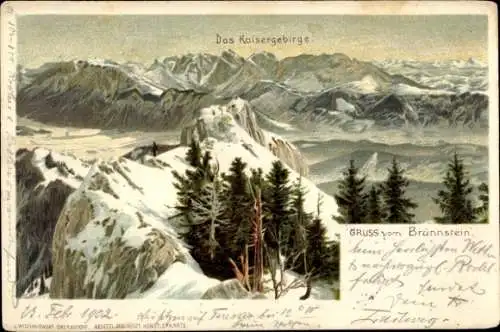Litho Oberaudorf in Oberbayern,  Brünnstein, Kaisergebirge