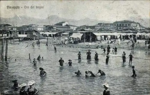 Ak Viareggio Toscana, Ora del bagno, Strandleben