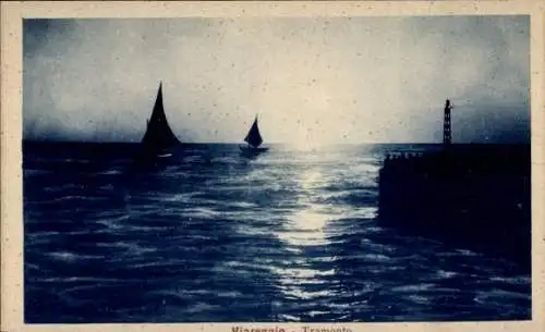 Ak Viareggio Toscana, Abendstimmung, Boote
