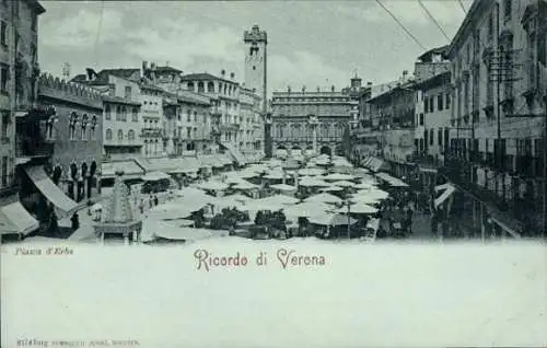 Ak Verona Veneto, Marktplatz, Piazza d'Erbe