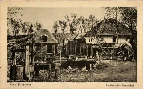 Ak Rumänischer Bauernhof, Haus, Brunnen