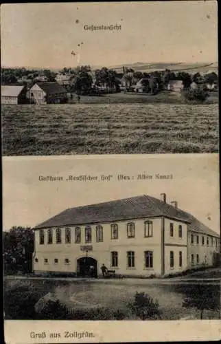 Ak Zollgrün Tanna in Thüringen, Gesamtansicht, Gasthaus Reußischer Hof