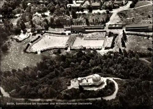 Ak Berlin Schöneberg, Sommerbad am Insulaner und Wilhelm Foerster Sternwarte