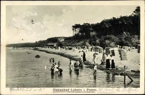 Ak Seebad Lubmin in Pommern, Strand, Frauen und Kinder