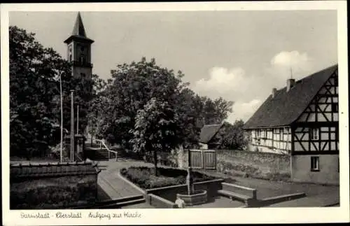 Ak Eberstadt Darmstadt in Hessen, Ortspartie, Kirche