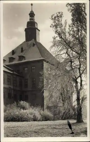 Ak Gotha Thüringen, Schlosspartie im Rauhreif