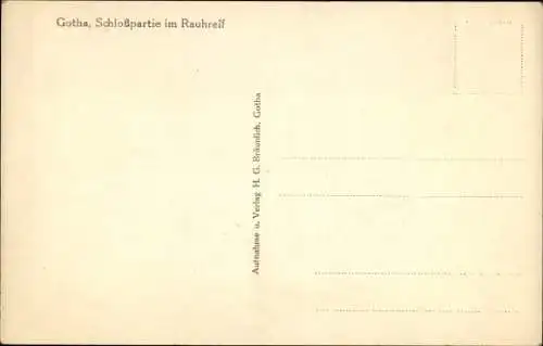 Ak Gotha Thüringen, Schlosspartie im Rauhreif