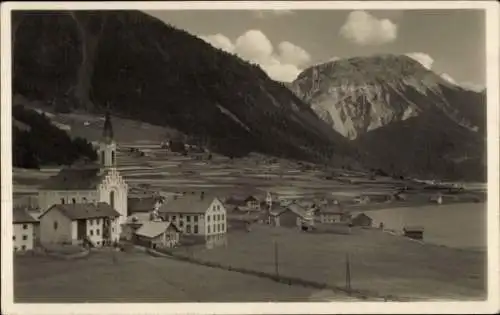 Ak Resia Nuova Neureschen im Vinschgau Val Venosta Südtirol, Panorama, Kirche, Gipfel