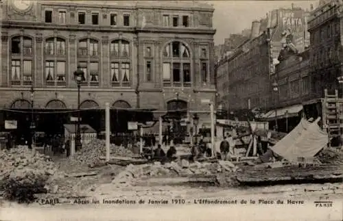 Ak Paris VIIIe Élysée, Place du Havre, Überschwemmung der Seine, Januar 1910