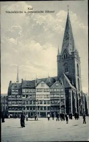 Ak Kiel, Nikolaikirche, persianische Häuser